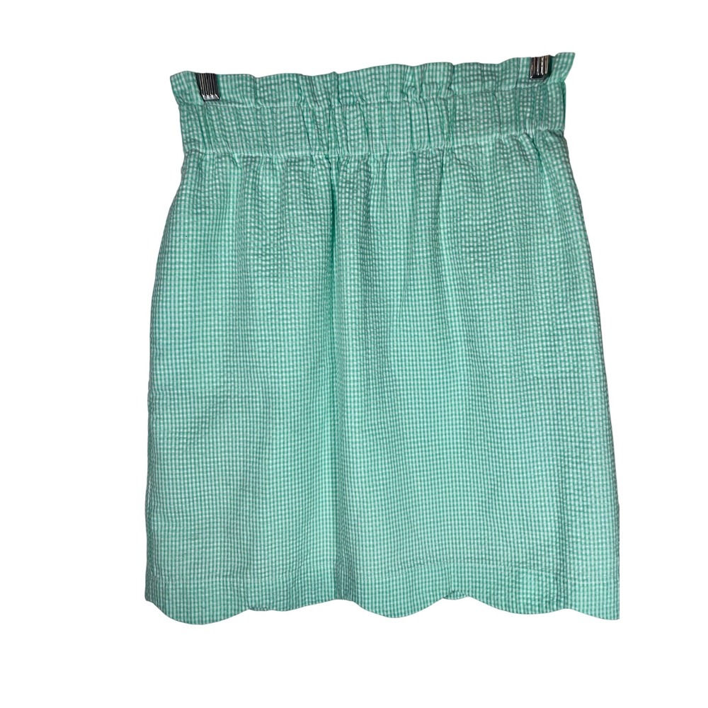 Lauren James Skirt Womens XS Seafoam Green‎ Seersucker Scalloped Paperbag Mini